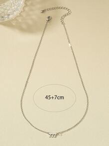 1pc Fashionable Minimalist European And American Style Small Delicate Metallic Smooth Surface Number Detail Women's Collarbone Chain Necklace Suitable For Daily Travel, Festivals, Parties, Work - Silver - View 6