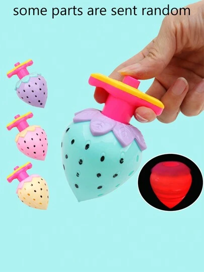 1入組卡通發光扭動草莓陀螺發射器玩具（隨機顏色）