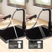 CECIPA  Kitchen Tap Pull-Out Kitchen Mixer Tap With 2 Spray Types Sink Mixer Tap 360° Swivel Mixer Tap Kitchen - 黑色 - 查看 2
