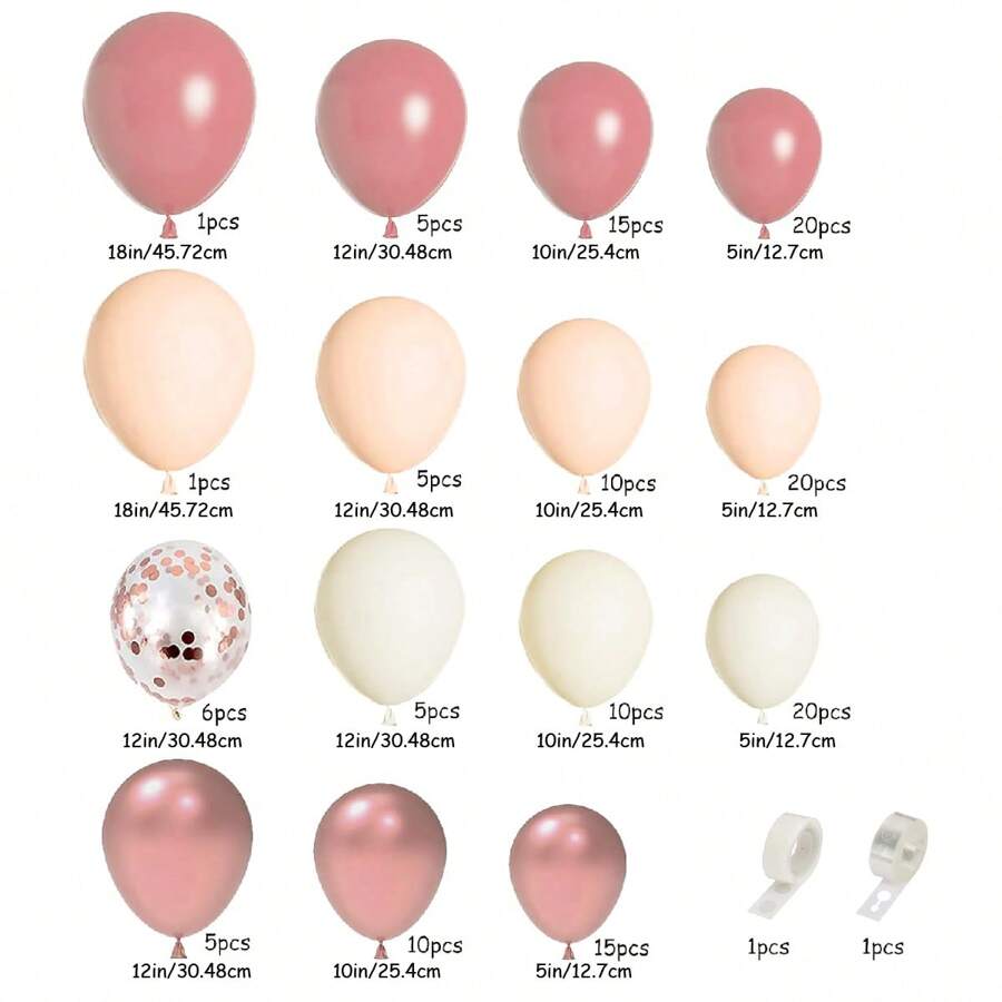 150Pcs Pink Balloons Garland Arch Kit, Retro Dusty Pink Nude Rose Gold