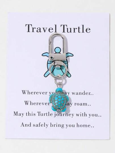 Travel Turtle Shaped Keychain With Small Bag And Card, A Gift For Traveling Friends Car Accessories Bag Charm School Cute Goth Y2k Christmas