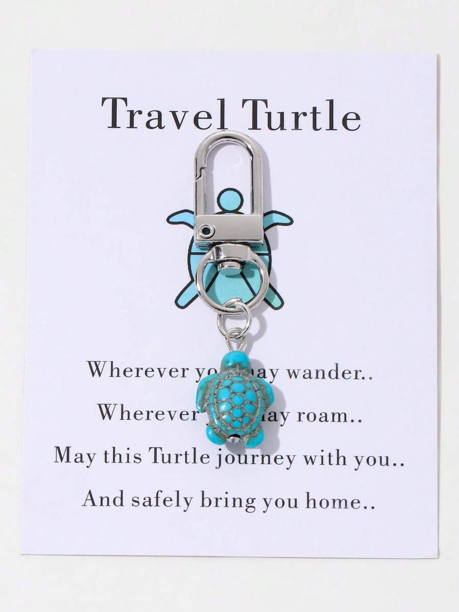 Travel Turtle Shaped Keychain With Small Bag And Card, A Gift For Traveling Friends Car Accessories Bag Charm School Cute Goth Y2k Christmas - Turtle - View 1
