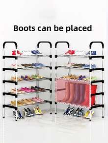 5/6 niveles Zapatera Organizador, Rganizador Zapatos Rack de Acero Inoxidable, Organizador para Zapatos y Juguetes, Zapatero para Entrada, Puerta, Garaje, Dormitorio, Guardarropa - Negro - Ver 3