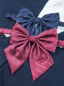 pooting bear 1pc Women's Knitted School-Style Striped Embroidered Sweater With Adjustable Bow Tie, Suitable For Daily Wear And Jk Outfits  Accessories Women