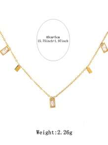 VceTd 1 件 18K 镀金不锈钢项链，多玻璃珠吊坠，简约风格，适合女性日常佩戴 - 金黃色 - 查看 2