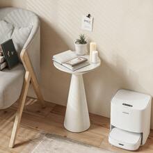 COZAYH 小型柱形檯面邊桌，圓形農家馬提尼桌，木製植物架，用於小型起居室，胡桃色，黑色，白色 - 光滑錐體底座白色 - 查看 7