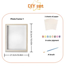 DIY Bộ Ngày lễ tình nhân Dấu tay Viết tháu Khung trang trí Với Đế trưng bày , A Để kỷ niệm Qủa tặng Đối với Cặp đôi , Gia đình Và Bạn - Cạnh màu gỗ - Xem 3