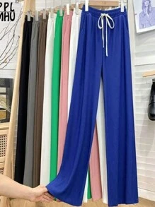 1 Piece Pans Pants Oversize Elephant Leg High Waist Elastic Woman - Green - View 4