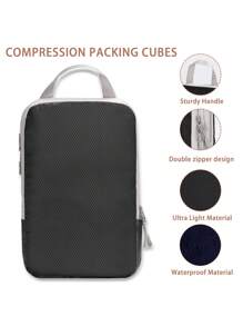 4-Piece Compression Storage Bag, Travel Storage Bag With Shoe Pocket, Expandable And Advanced Storage - Essential For Travel Suitcases Travel Essentials For Travel Backpack Travel Bag Luggage Suitcase Travel Gear Back To School Moving Bags Organizer - Black - View 5