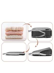 4-Piece Compression Storage Bag, Travel Storage Bag With Shoe Pocket, Expandable And Advanced Storage - Essential For Travel Suitcases Travel Essentials For Travel Backpack Travel Bag Luggage Suitcase Travel Gear Back To School Moving Bags Organizer - Black - View 6