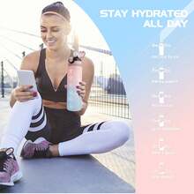 AOHAN 1pc Water Bottles 1L Sport Drinking Bottle With Straw, Dishwasher Friendly Lock Cover Leakproof Motivational Water Bottle With Time Markings, Canteen Bottle - Powder Blue - View 7