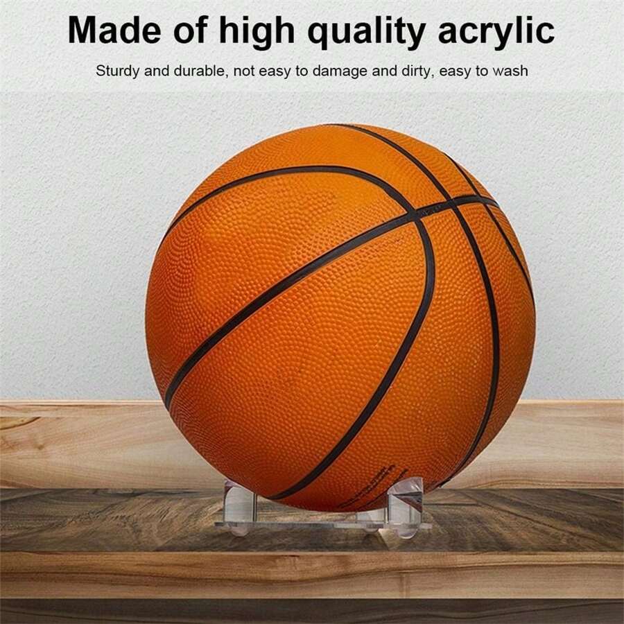1pc Acrylic Football Display Stand Bracket Storage Rack Base Transparent Soccer Ball Holder Shelf Decoration Gift Men Women - White - View 1