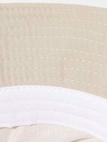 1pc Spring/Summer New Kid's Version Solid Knitted Bucket Hat With Square Smiling Face Detail, Cute & Sweet Style Essential Sun Ion & Daily Wear - Beige - View 4