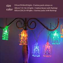 1 Pieza Lámpara De Aceite Con Cadena De Luces Para Decoración Del Festival, Luz Nocturna De Regalo, Disponible En 10/20/40 Luces Cálido Blanco/multicolor (pilas No Incluidas)