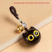 黑檀木雕刻卡通大眼可愛的貓頭diy珠寶項鍊吊墜配件,鑰匙扣,袋子,車內掛飾,裝飾用品 - 藍眼睛貓貓 - 查看 7