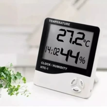 Digital Hygrometer Thermometer Humidity Meter Alarm Clock - Noir et Blanc - Voir 4