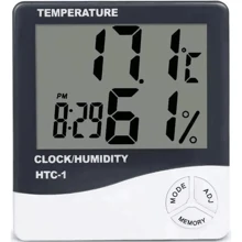 Digital Hygrometer Thermometer Humidity Meter Alarm Clock - Noir et Blanc - Voir 1