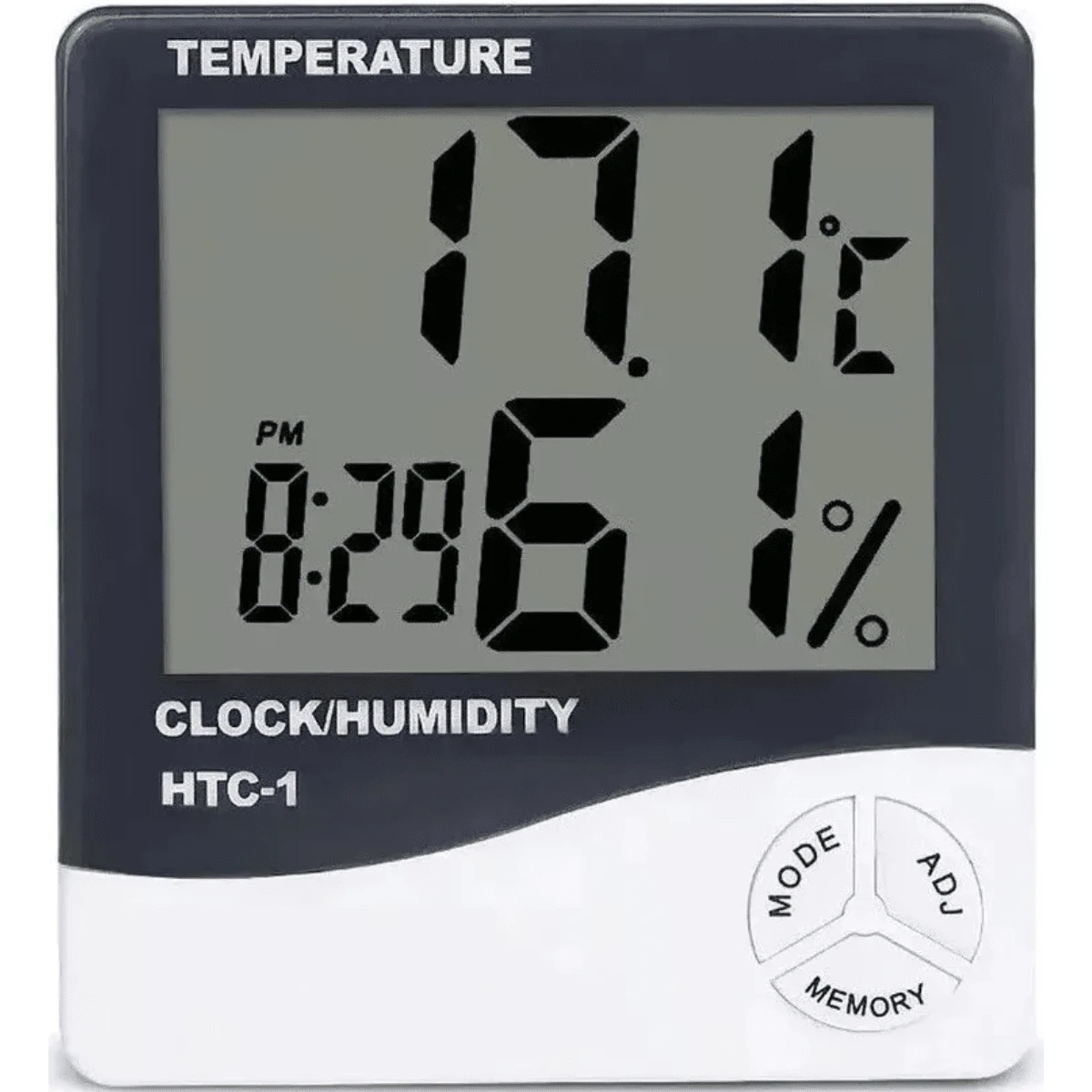 Digital Hygrometer Thermometer Humidity Meter Alarm Clock - Noir et Blanc - Voir 1