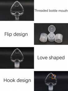 50ML空心形设计扣式乳液瓶，旅行容器，便携式翻盖挂钩瓶，可再填充化妆品容器空洗发水沐浴露管用于洗漱用品洗发水和沐浴露液体旅行瓶乳液分瓶可挤压容器50ml（挂钩颜色随机）旅行必需品学校学校用品节日露营节日必需品度假配件迷你女士香水男士香水海滩 - 無色 - 查看 4