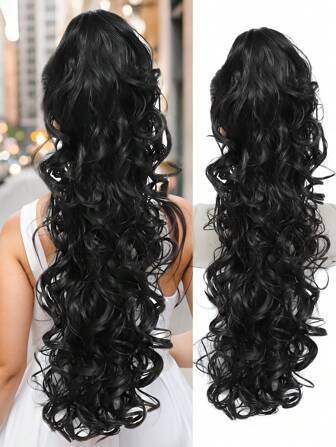 26 Inch Natural Long Body Wave Ponytail Hair Extension Synthetic Heat Resistant Hair Claw Curly Wavy Ponytail Hairpieces For Women Blonde With Brown Chocolate Black Multi-Color White Woven Ponytail Hair For Daily Holiday Cosplay Party Used And Chinese New Year Gifts