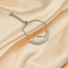 1pc Stainless Steel Adjustable Size Tennis CZ Chain Bracelets For Women And Men