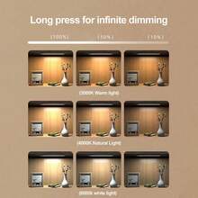 超薄led無線人體感應櫥櫃燈3色usb可充電磁吸式調光夜燈衣櫥燈,適用於房間、壁櫥、廚房、床頭室內照明 - 白色 - 查看 5