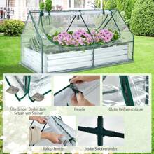 2 In 1 Greenhouse With Garden Bed, Greenhouse With Metal Plant Box & PVC Cover, Garden Shed With 2 Windows For Garden & Backyard - Silver - View 2