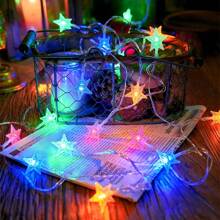 1pc 1.5/3/6m 10/20/30/40led Star Shaped Indoor Decoration Light String For Festival And Party Decoration, Prop Light