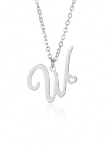 1Pc Minimalist Dainty Heart Initial Letter Pendant Necklace For Women Girls 26 English Letters Stainless Steel Clavicular Chain Necklaces Fashion Jewelry Gift