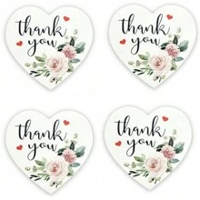 500pcs/Roll Heart Shaped Thank You Stickers, Party Wedding Favor Decoration Stickers,School Supplies,Back To School