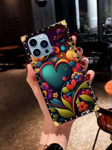 1个花朵、爱心和几何图案防震长方形手机壳，兼容苹果14 Pro Max/16/16 Plus/16 Pro/16 Pro Max/7 Plus/8 Plus和三星Galaxy Z Flip3/Z Flip4/S23 FE/S20+/S24 FE/A38/A18/C53/C55/Note12 Pro+ 5G/Note13 Pro/Y36 5G等型号，国际版，非国内版 - 彩色 - 查看 3