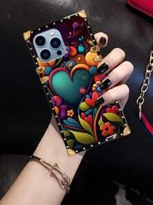 1个花朵、爱心和几何图案防震长方形手机壳，兼容苹果14 Pro Max/16/16 Plus/16 Pro/16 Pro Max/7 Plus/8 Plus和三星Galaxy Z Flip3/Z Flip4/S23 FE/S20+/S24 FE/A38/A18/C53/C55/Note12 Pro+ 5G/Note13 Pro/Y36 5G等型号，国际版，非国内版 - 彩色 - 查看 4