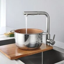 CECIPA  Kitchen Tap Pull-Out Kitchen Mixer Tap With 2 Spray Types Sink Mixer Tap 360° Swivel Mixer Tap Kitchen - Đã chải - Xem 4