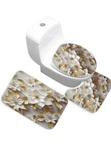 1/3/4入組/套數位印花花卉設計淋浴簾或地墊 - 多樣化色 - 查看 5