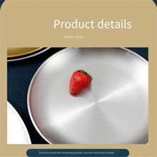 201 不锈钢简易自助餐盘，金属烧烤、沙拉、水果甜点托盘 - 銀色 - 查看 3