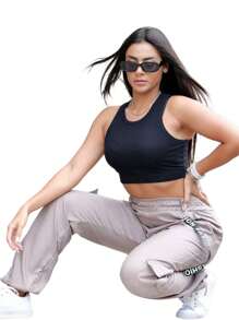 Women Pants - Màu Khaki - Xem 4