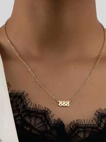 1pc Fashionable Minimalist European And American Style Small Delicate Metallic Smooth Surface Number Detail Women's Collarbone Chain Necklace Suitable For Daily Travel, Festivals, Parties, Work - Silver - View 3