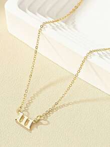 1pc Fashionable Minimalist European And American Style Small Delicate Metallic Smooth Surface Number Detail Women's Collarbone Chain Necklace Suitable For Daily Travel, Festivals, Parties, Work - Silver - View 5