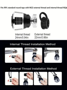 1 Pieza Extensor Universal De Grifo A Prueba De Salpicaduras, Dispositivo Ahorrador De Agua Para Cocina, Filtro Aireador Giratorio De 360 ​​grados, Diseño De Alcachofa De Ducha Ahorrador De Agua Y Aumentador De Presión, Fácil De Limpiar Y Ahorrar Agua, Accesorio De Cocina Y Baño