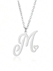 1Pc Minimalist Dainty Heart Initial Letter Pendant Necklace For Women Girls 26 English Letters Stainless Steel Clavicular Chain Necklaces Fashion Jewelry Gift