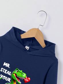 男童恐龙印花长袖卫衣，情人节 - 寶藍色 - 查看 3