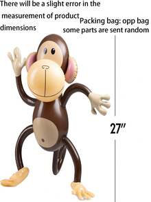 3pcs Jungle Wild Animal Theme Balloons, Animal Printed Balloons For Zoo Party Decoration, Monkey Shape - Brown - View 4