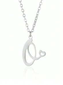 1Pc Minimalist Dainty Heart Initial Letter Pendant Necklace For Women Girls 26 English Letters Stainless Steel Clavicular Chain Necklaces Fashion Jewelry Gift