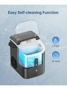 EASYERA Nugget Ice Maker Countertop, Pellet Crushed Chewble Ice Cubes, 33LBS/24H, Compact Self-Cleaning Machine With Ice Bags For Home, Kitchen, RV, Camping - Black - View 5