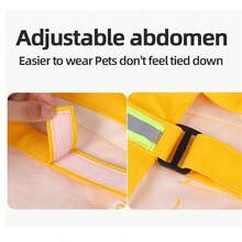 1件帶帽狗狗雨衣,防水反光狗狗雨衣,適用於3-50公斤大小的小型、中型和大型狗狗。反光披風雨衣,黃色寵物雨衣,在雨天遠足時使用,適用於雨天狗狗衣服 - 黃色 - 查看 11