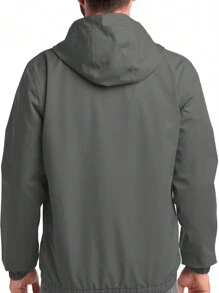 Shendy Vendy Chamarras Rompevientos Para Hombre con Capucha de Manga Larga Cremallera Completa Para Exteriores. Chamarra Deportiva Hombre Aprueba de Viento, Transpirable, Adecuada para el Uso Diario - Gris Oscuro - Ver 4