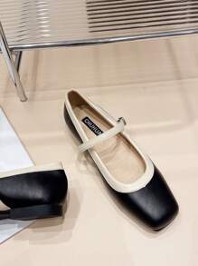 Mary Jane Flats For Women, French Style, Square Toe, Ankle Strap, Gentle Comfortable Flats, Plus Size 41-43 - Black - View 5