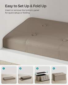 SONGMICS 30 Inches Folding Storage Ottoman Bench Storage Chest Footrest Padded Seat Faux Leather, Holds Up To 660 Lb Black, White, Brown, Beige, Light Taupe - 淺褐色的 - 查看 4