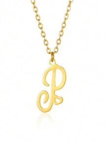 1個極簡淡雅的心形字母項鍊,適用於女性和女孩26個英文字母,不鏽鋼鎖骨鏈項鍊,時尚珠宝禮物