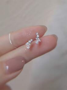 CHOSHILAR 1對鍍金黃銅小麥穗耳環，鑲有立方氧化鋯，時尚可愛的迷你耳針，適用於女士，四季皆宜